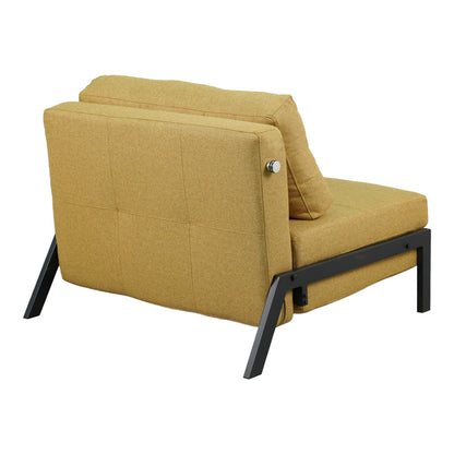 Fancy armchair-bed with yellow fabric and black leg 95x98x70cm