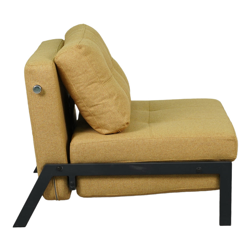 Fancy armchair-bed with yellow fabric and black leg 95x98x70cm