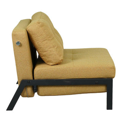 Fancy armchair-bed with yellow fabric and black leg 95x98x70cm