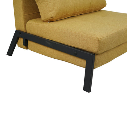 Fancy armchair-bed with yellow fabric and black leg 95x98x70cm