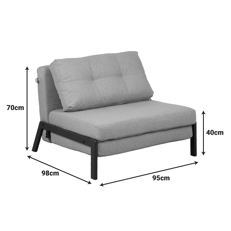 Fancy armchair-bed with yellow fabric and black leg 95x98x70cm
