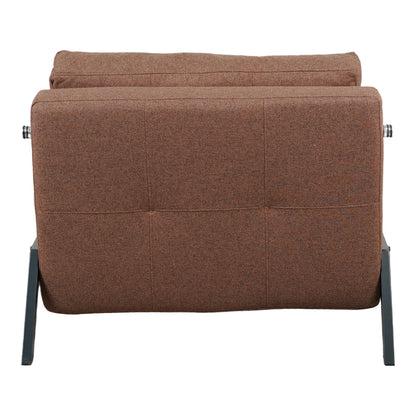 Fancy pakoworld armchair-bed with brown fabric and black leg 95x98x70cm