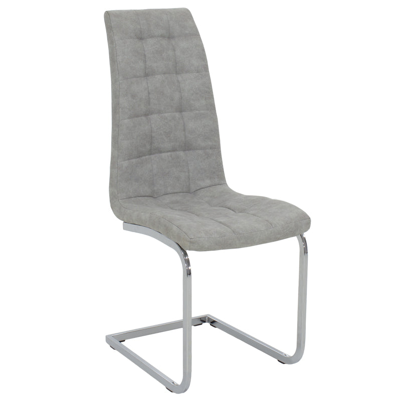 Chair Darrell pakoworld metal chrome with PU light grey antique