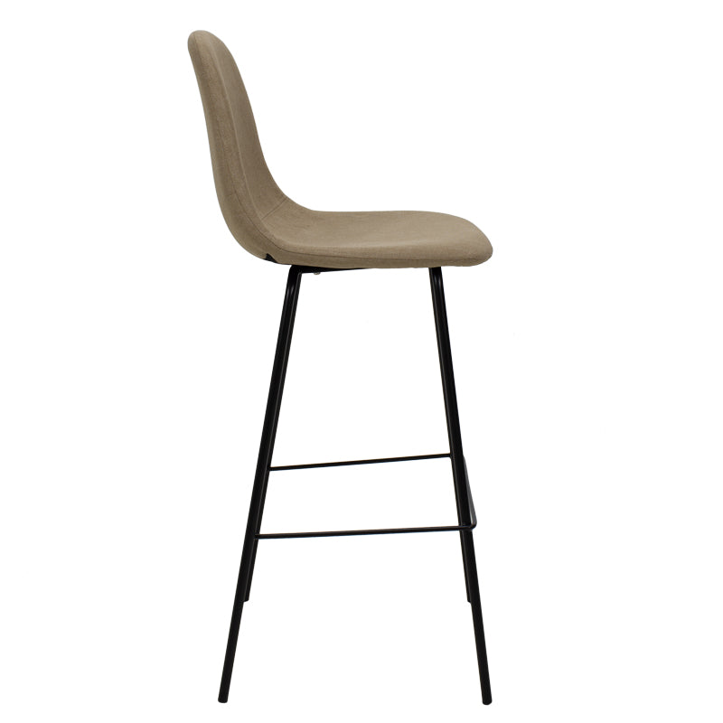 Bar Stool Bella metal black legs - fabric beige