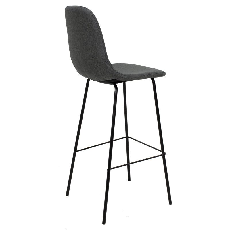 Bar Stool Bella metal black legs - fabric anthracite