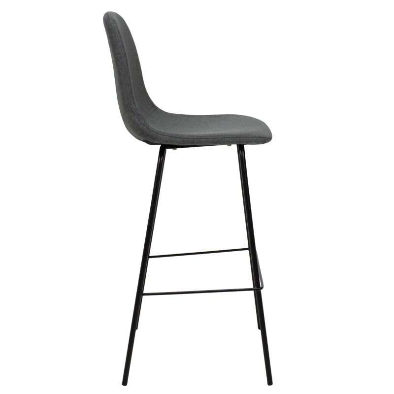 Bar Stool Bella metal black legs - fabric anthracite