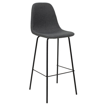 Bar Stool Bella metal black legs - fabric anthracite