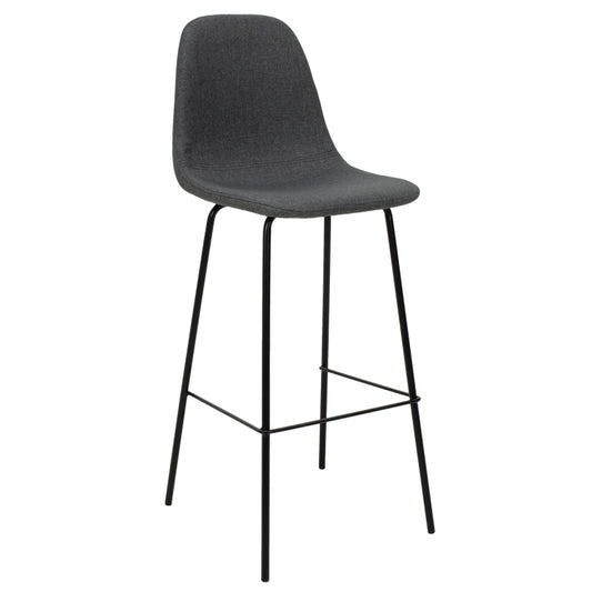 Bar Stool Bella metal black legs - fabric anthracite