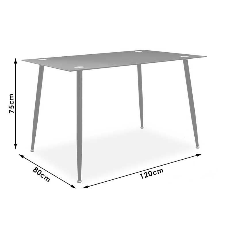 Dining table Vincenzo pakoworld with glass top in black color 120x80x75cm