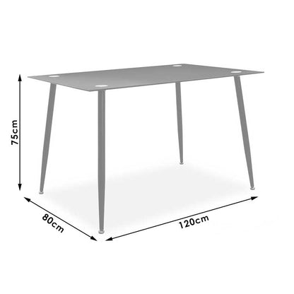 Dining table Vincenzo pakoworld with glass top in black color 120x80x75cm