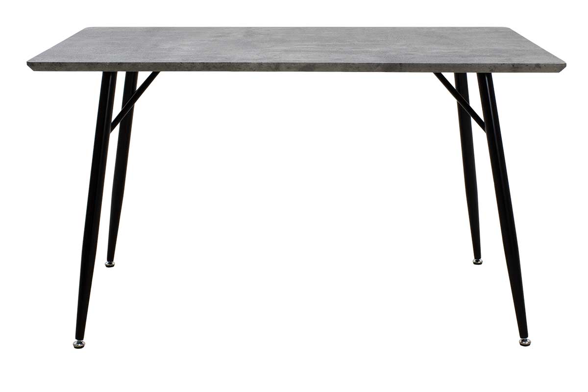 Dining Table Conor pakoworld with surface MDF color grey cement Legs in black metal 130x80x75,5cm