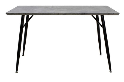 Dining Table Conor pakoworld with surface MDF color grey cement Legs in black metal 130x80x75,5cm