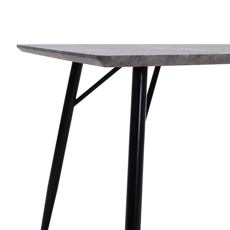 Dining Table Conor pakoworld with surface MDF color grey cement Legs in black metal 130x80x75,5cm