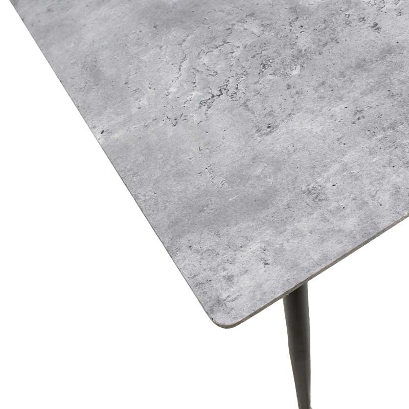 Dining Table Conor pakoworld with surface MDF color grey cement Legs in black metal 130x80x75,5cm