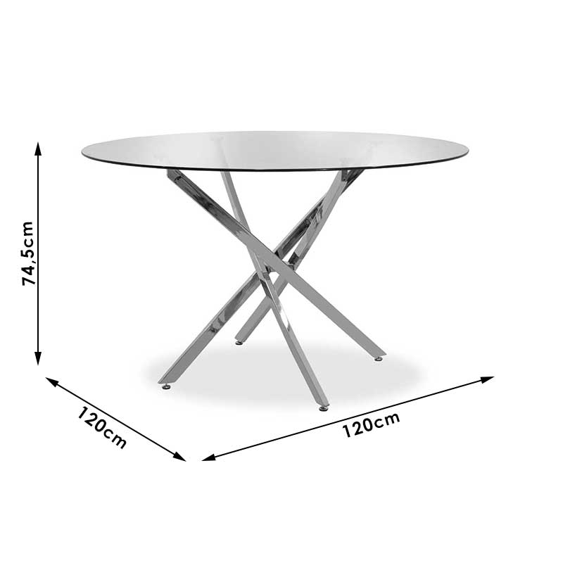 Dining table Steve pakoworld round with transparent glass D120x74,5cm