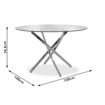 Dining table Steve pakoworld round with transparent glass D120x74,5cm