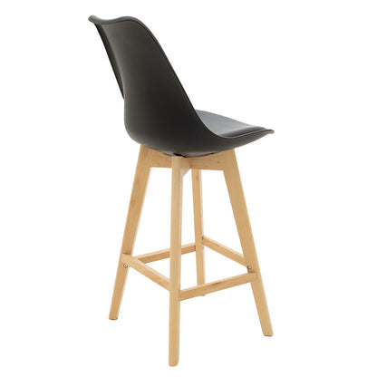 Bar stool Gaston pakoworld pp and pu black and leg in natural shade 47x52x104cm