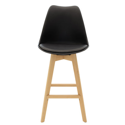 Bar stool Gaston pakoworld pp and pu black and leg in natural shade 47x52x104cm
