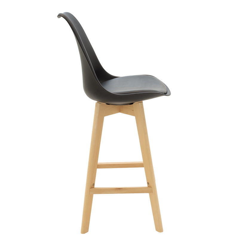 Bar stool Gaston pakoworld pp and pu black and leg in natural shade 47x52x104cm