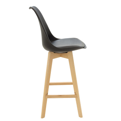 Bar stool Gaston pakoworld pp and pu black and leg in natural shade 47x52x104cm