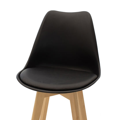 Bar stool Gaston pakoworld pp and pu black and leg in natural shade 47x52x104cm