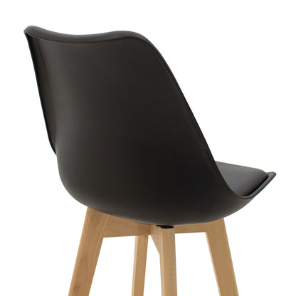 Bar stool Gaston pakoworld pp and pu black and leg in natural shade 47x52x104cm