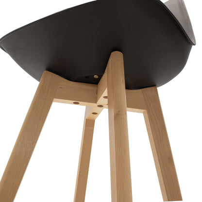 Bar stool Gaston pakoworld pp and pu black and leg in natural shade 47x52x104cm