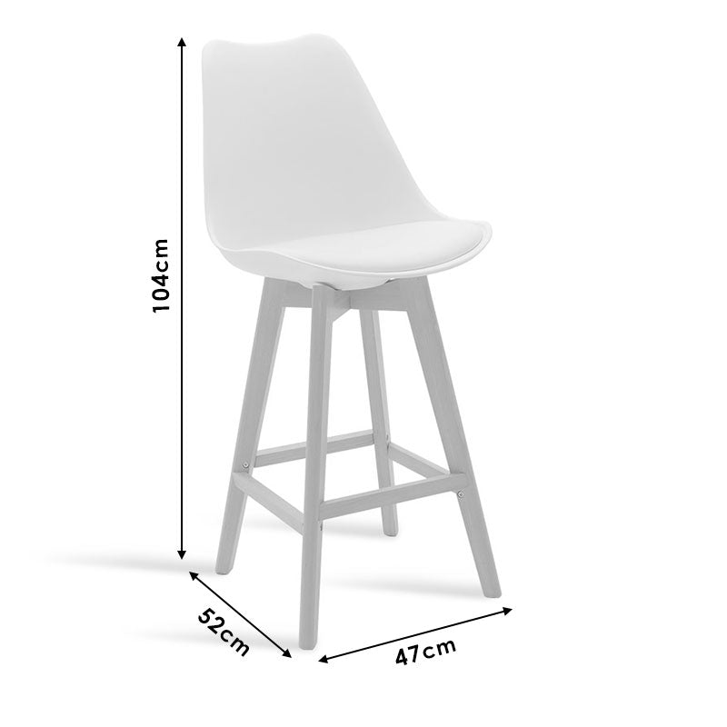 Bar stool Gaston pakoworld pp and pu black and leg in natural shade 47x52x104cm