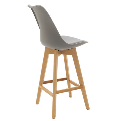 Bar stool Gaston pakoworld pp and pu gray and leg in natural shade 47x52x104cm