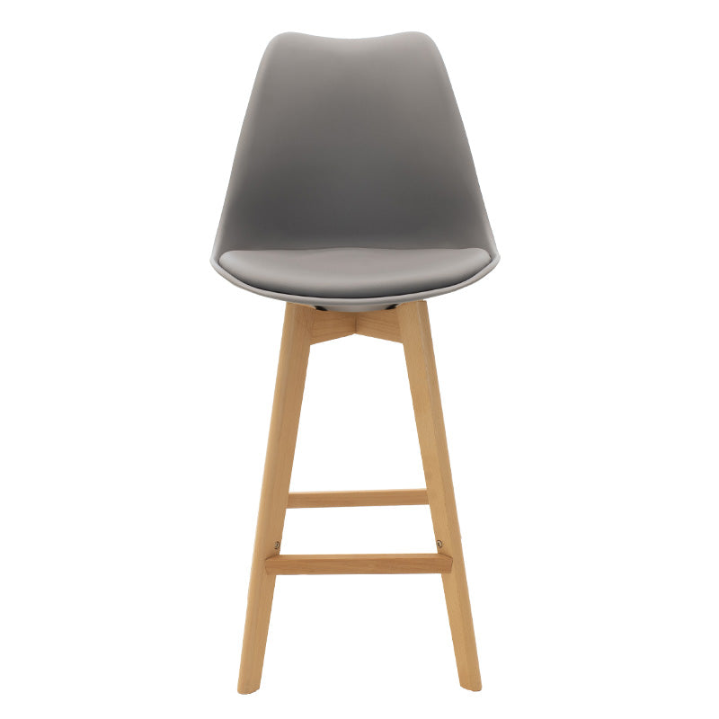 Bar stool Gaston pakoworld pp and pu gray and leg in natural shade 47x52x104cm