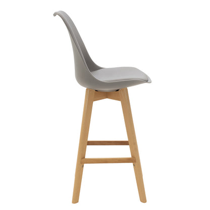 Bar stool Gaston pakoworld pp and pu gray and leg in natural shade 47x52x104cm