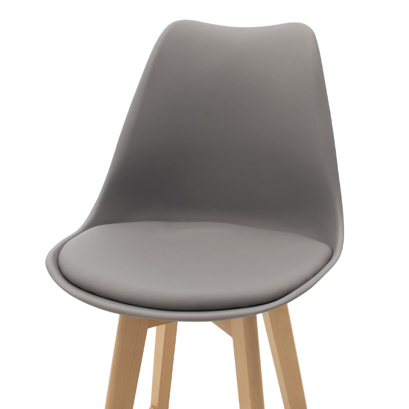 Bar stool Gaston pakoworld pp and pu gray and leg in natural shade 47x52x104cm