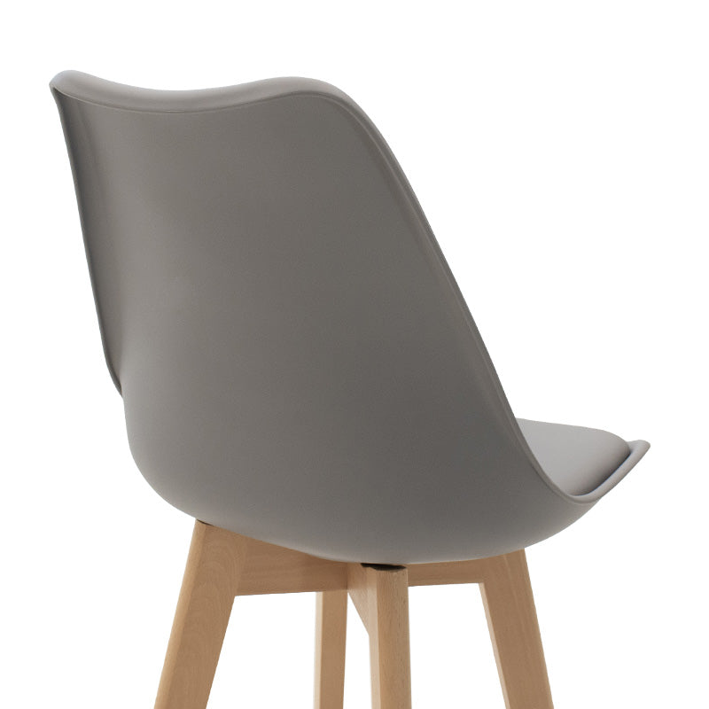 Bar stool Gaston pakoworld pp and pu gray and leg in natural shade 47x52x104cm