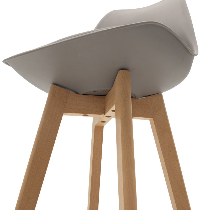 Bar stool Gaston pakoworld pp and pu gray and leg in natural shade 47x52x104cm