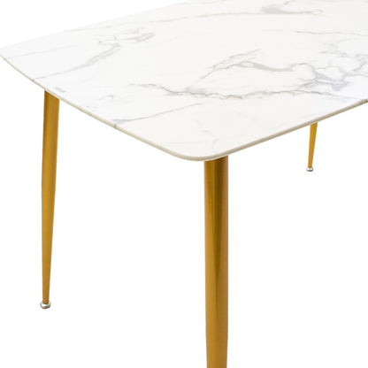 Dining table Paris pakoworld glass 8mm marble pattern-golden 120x80x75cm