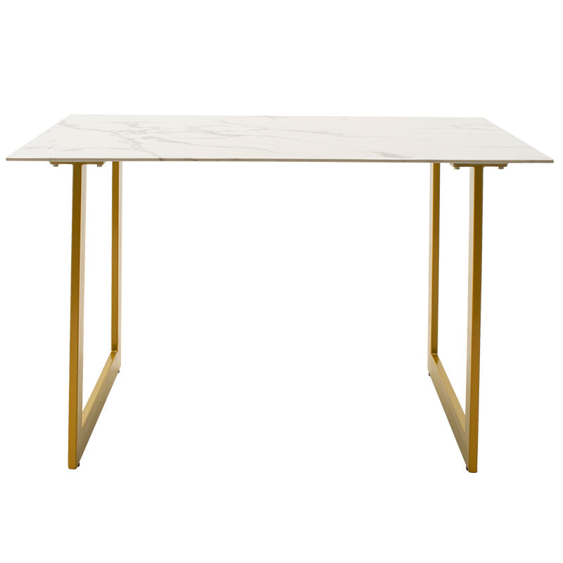 Dinning table Paris pakoworld glass 8mm marble pattern-golden 120x80x75cm