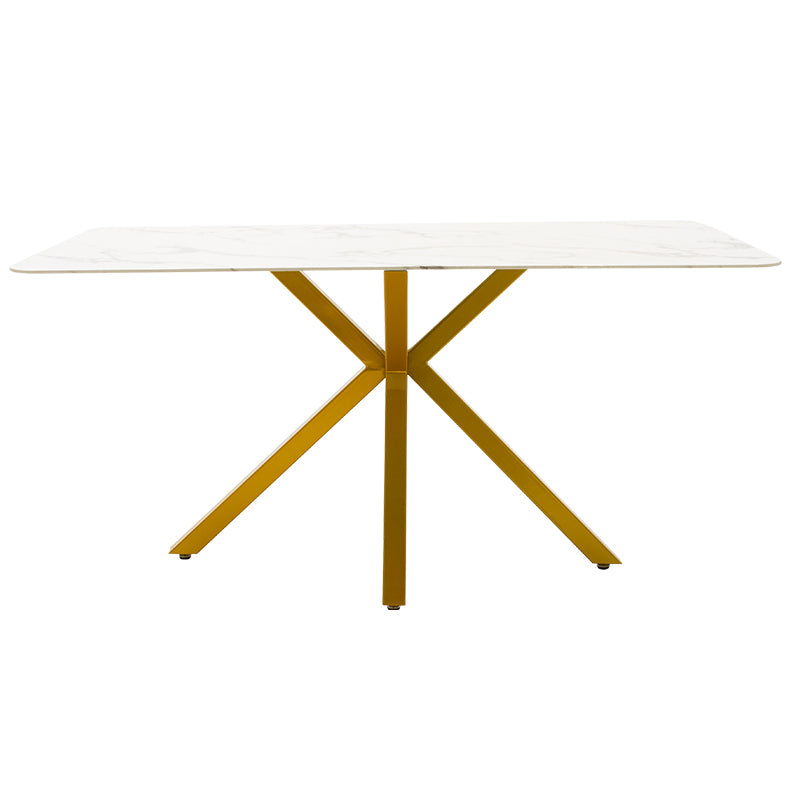 Dinner table Paris pakoworld glass 8mm marble pattern-golden 160x80x75cm