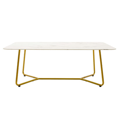 Coffee table Paris pakoworld glass 8mm marble pattern-golden 120x80x45cm