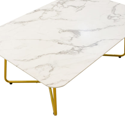 Coffee table Paris pakoworld glass 8mm marble pattern-golden 120x80x45cm