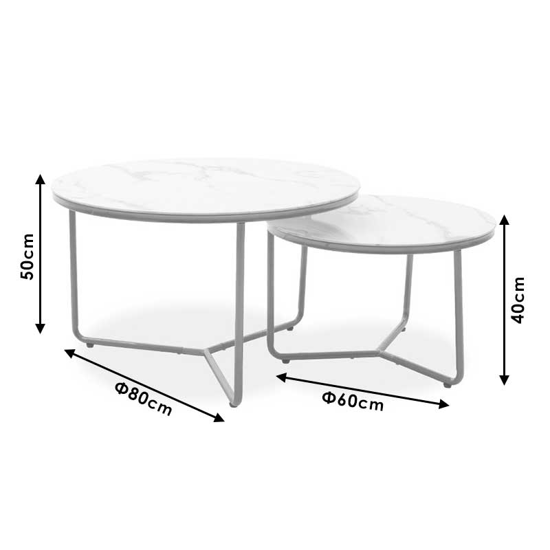 Side tables set 2pcs Paris pakoworld glass 8mm marble pattern-golden