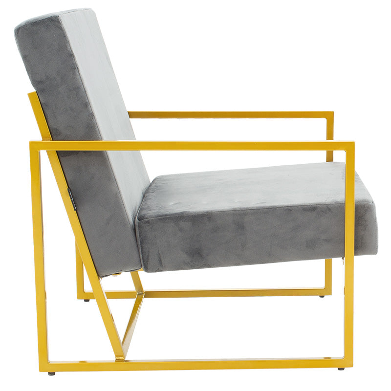 Armchair Evelyn pakoworld velvet dark grey-golden 62x79x77cm