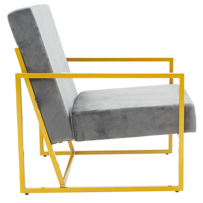 Armchair Evelyn pakoworld velvet dark grey-golden 62x79x77cm