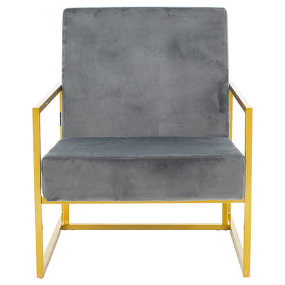 Armchair Evelyn pakoworld velvet dark grey-golden 62x79x77cm