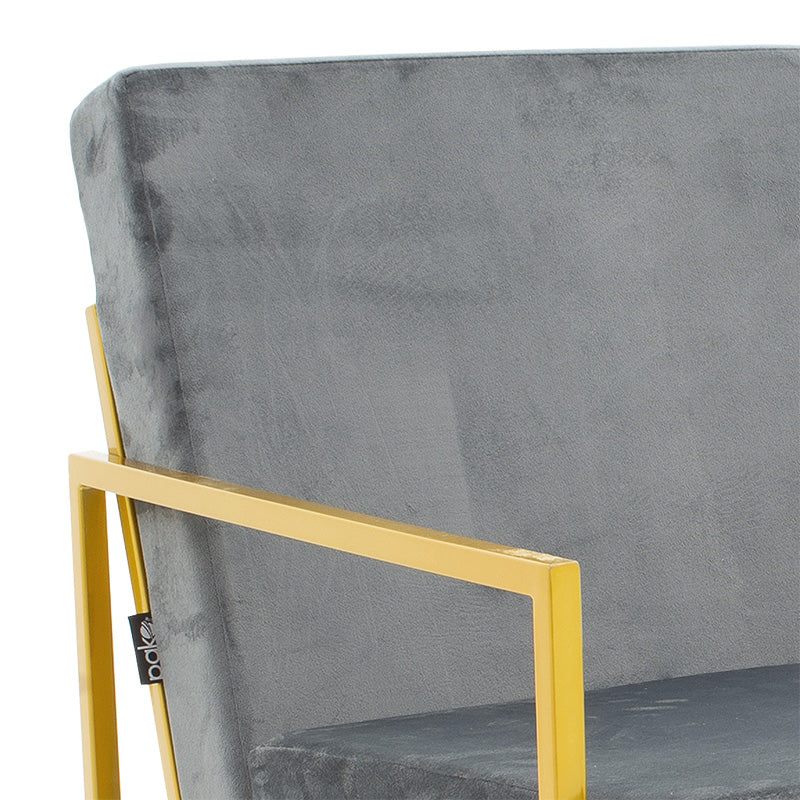 Armchair Evelyn pakoworld velvet dark grey-golden 62x79x77cm