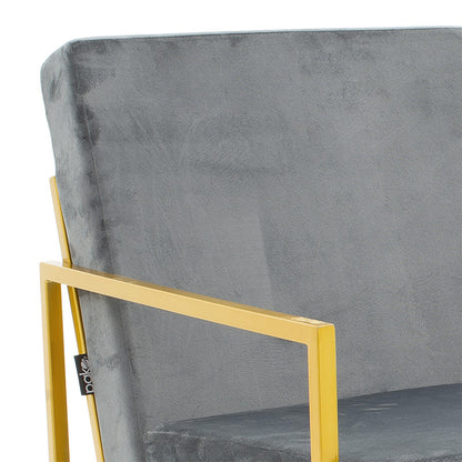 Armchair Evelyn pakoworld velvet dark grey-golden 62x79x77cm