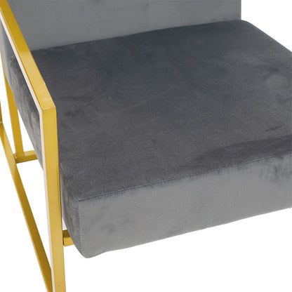 Armchair Evelyn pakoworld velvet dark grey-golden 62x79x77cm