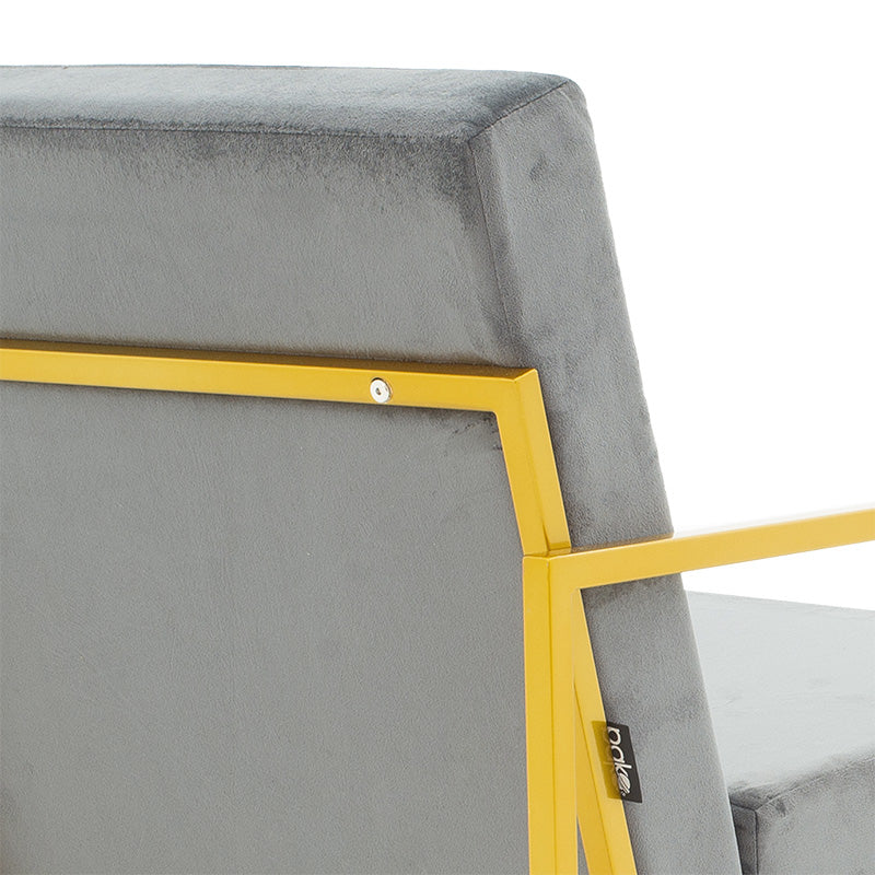 Armchair Evelyn pakoworld velvet dark grey-golden 62x79x77cm