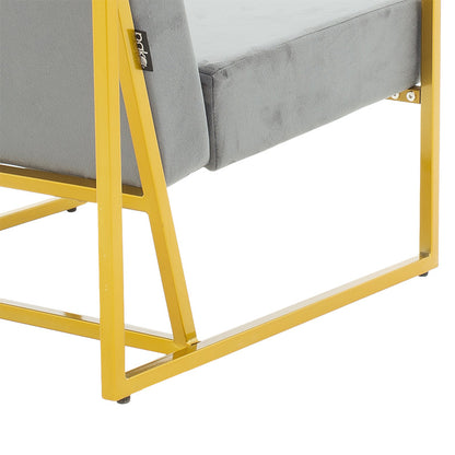 Armchair Evelyn pakoworld velvet dark grey-golden 62x79x77cm