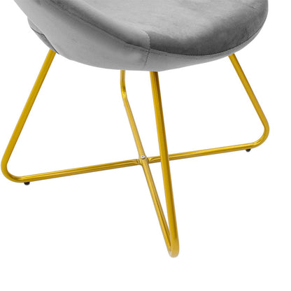 Valentina chair pakoworld velvet fabric in gray shade and metallic gold leg 63x66x78cm