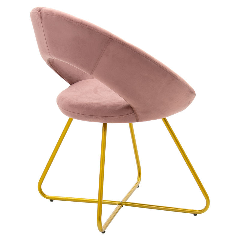 Valentina chair pakoworld velvet fabric in rotten apple shade and metallic gold leg 63x66x78cm